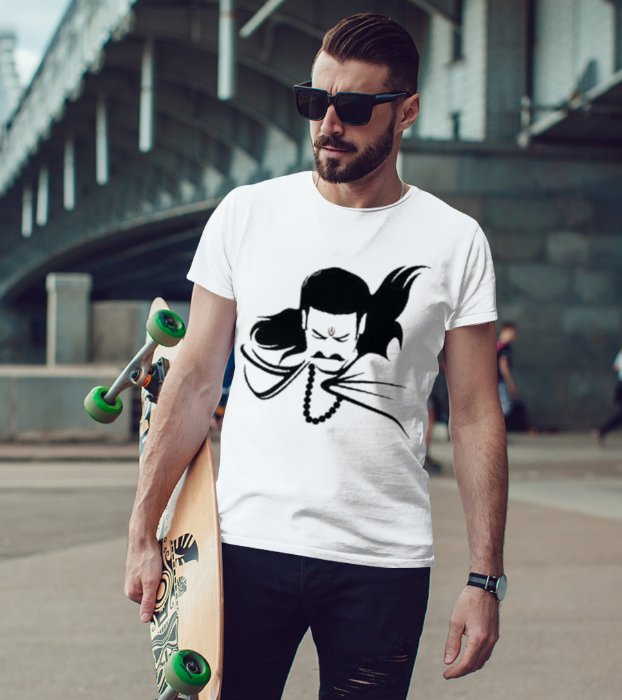 Prabhas The Lone Prince Adipurush Minimalist Silhouette With Red Tilak T-Shirt