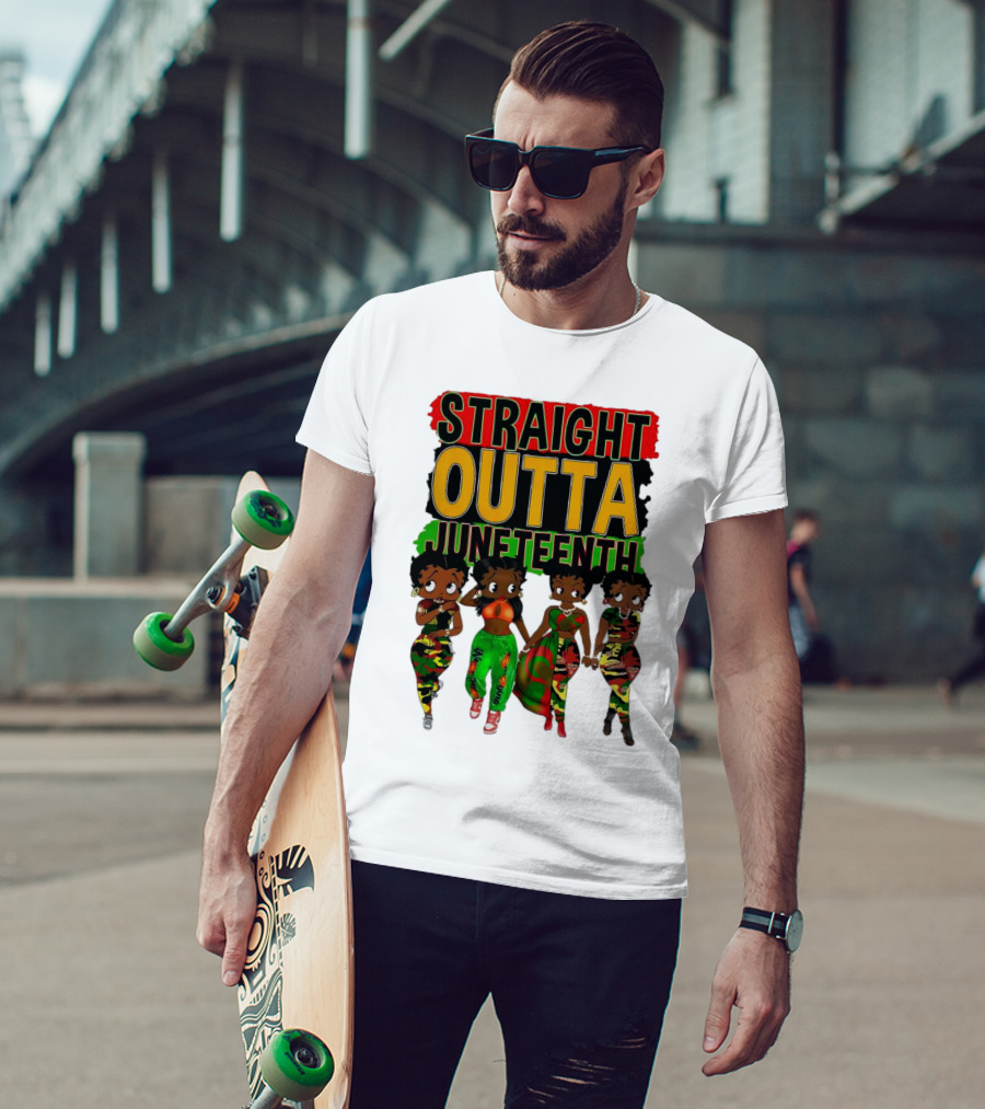 Straight Outta Juneteenth Black Women Celebration Fashion T-Shirt