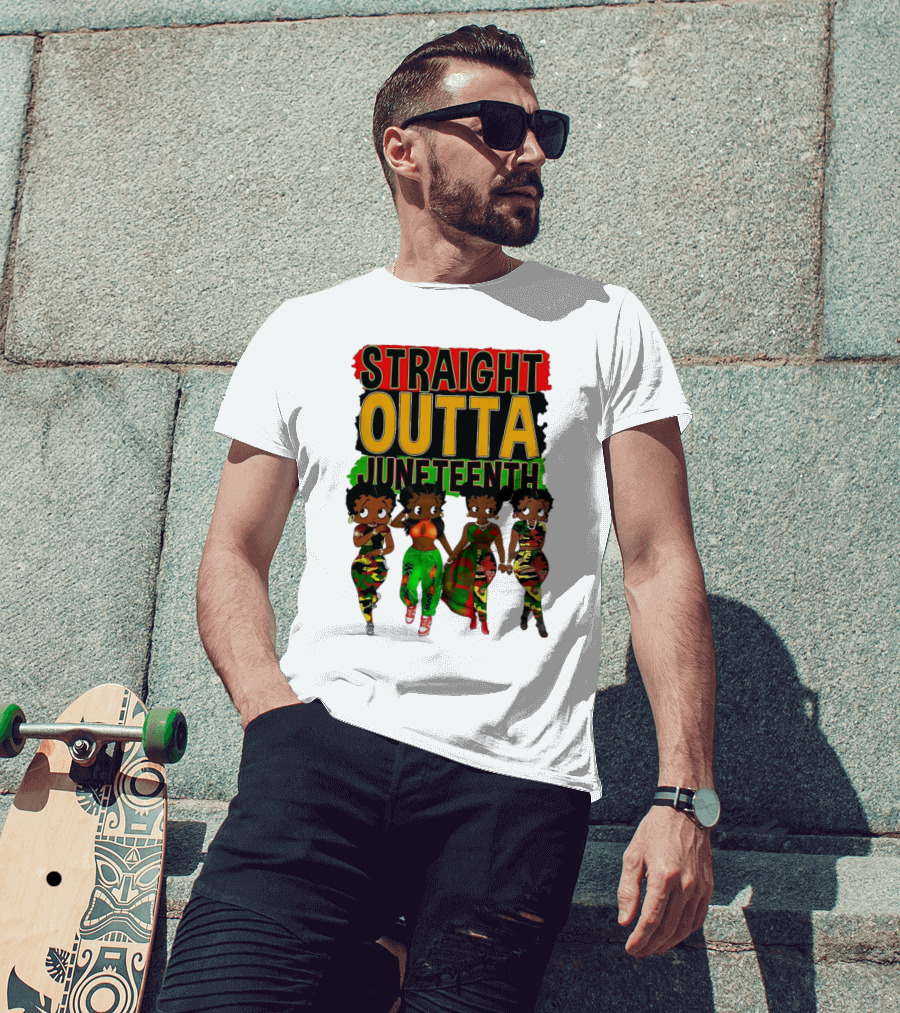 Straight Outta Juneteenth Black Women Celebration Fashion T-Shirt