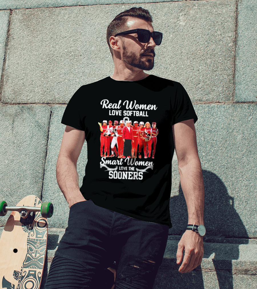Real Women Love Softball Smart Women Love The Oklahoma Sooners T-Shirt