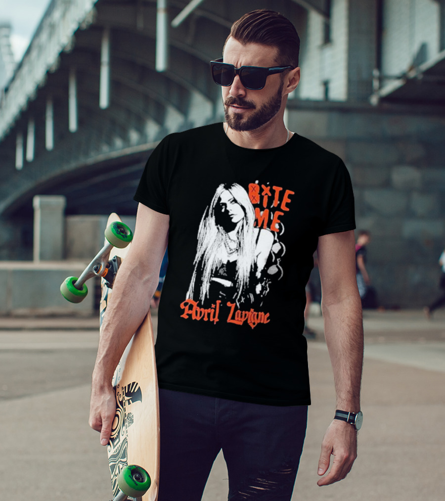 Avril Lavigne Bite Me Black And White Grunge T-Shirt