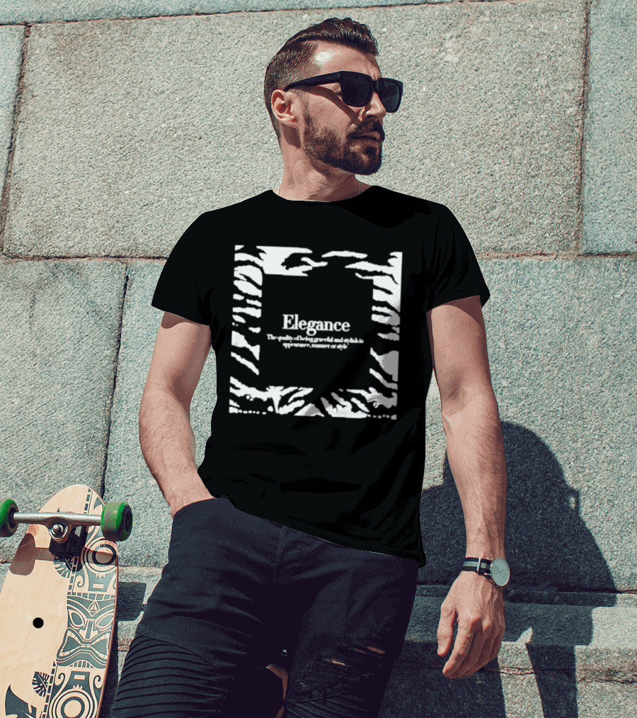 Elegance The Quality Of Being Graceful And Stylish In Appearance Manner Or Style Zebra Stripe Border T-Shirt