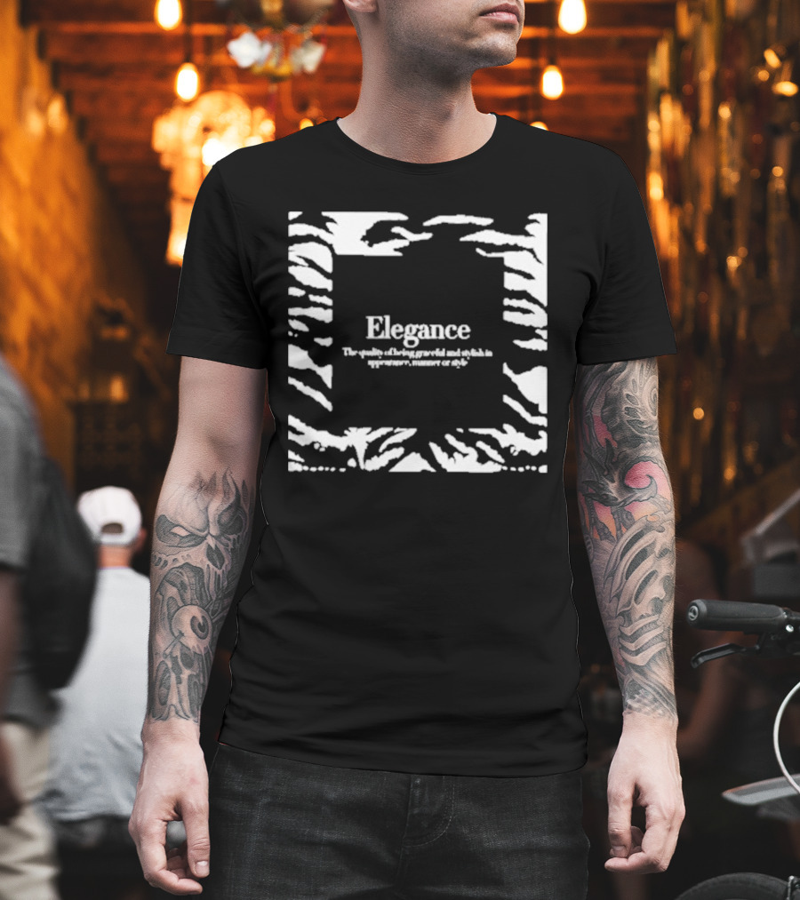 Elegance The Quality Of Being Graceful And Stylish In Appearance Manner Or Style Zebra Stripe Border T-Shirt