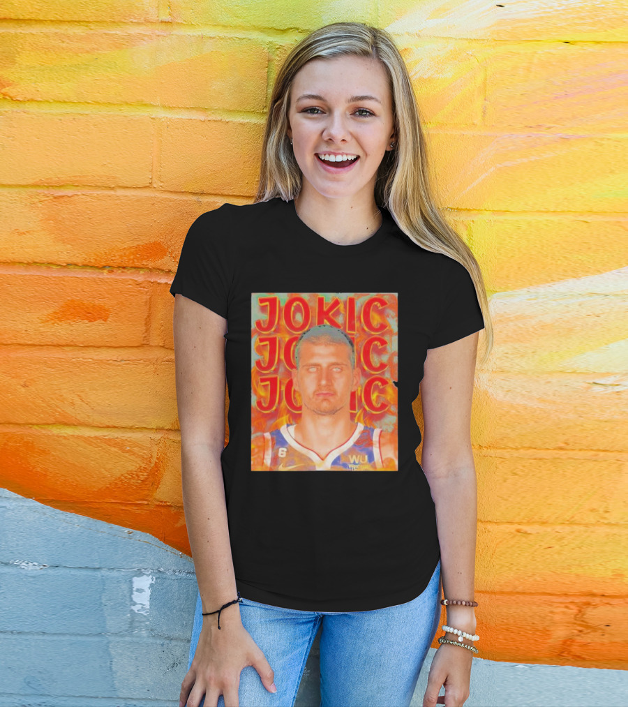 Jokic Fire Flames Photo Basketball T-Shirt