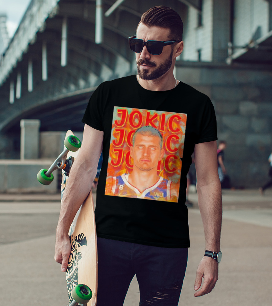 Jokic Fire Flames Photo Basketball T-Shirt
