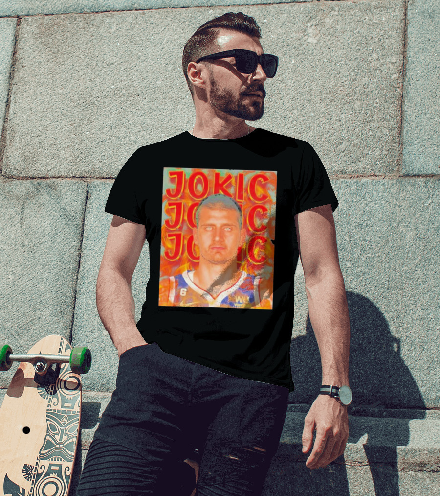 Jokic Fire Flames Photo Basketball T-Shirt