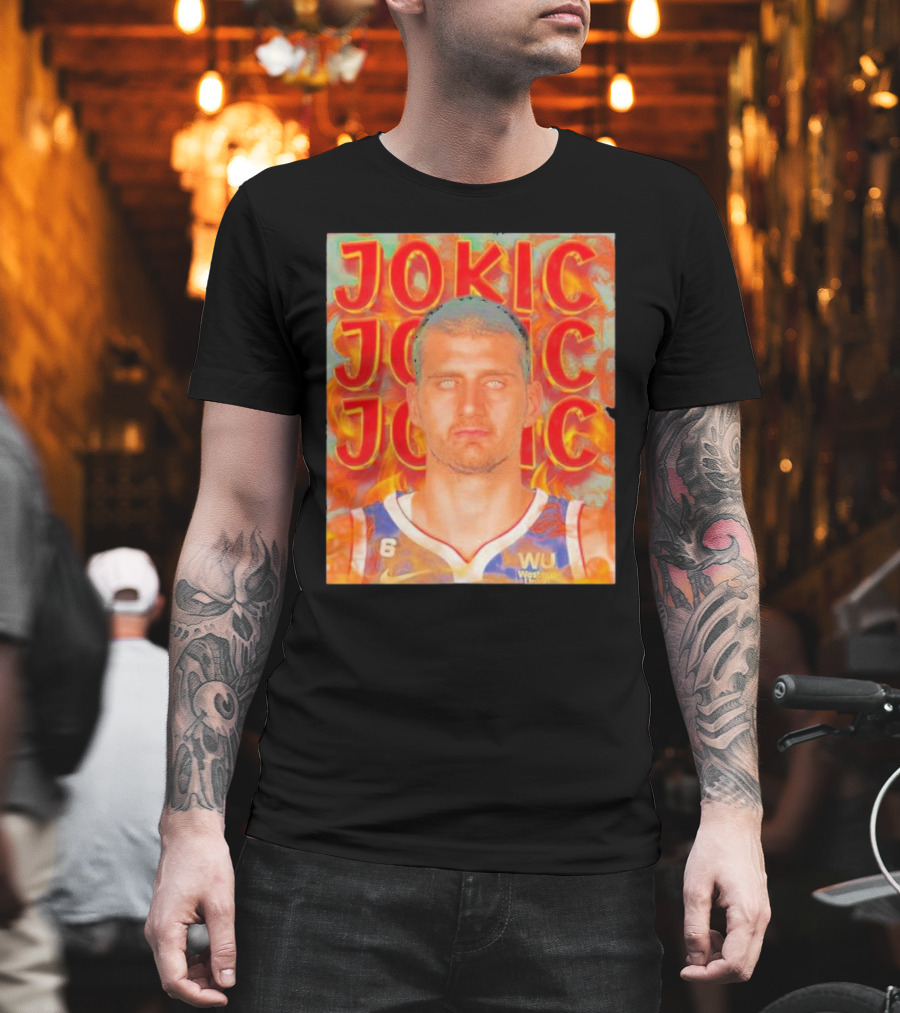 Jokic Fire Flames Photo Basketball T-Shirt