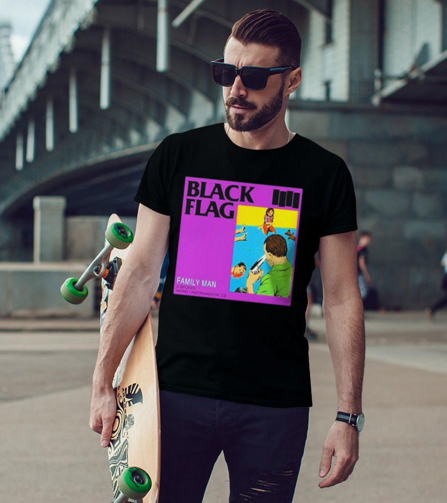 Black Flag Family Man Spoken Word Instrumental CD Album T-Shirt