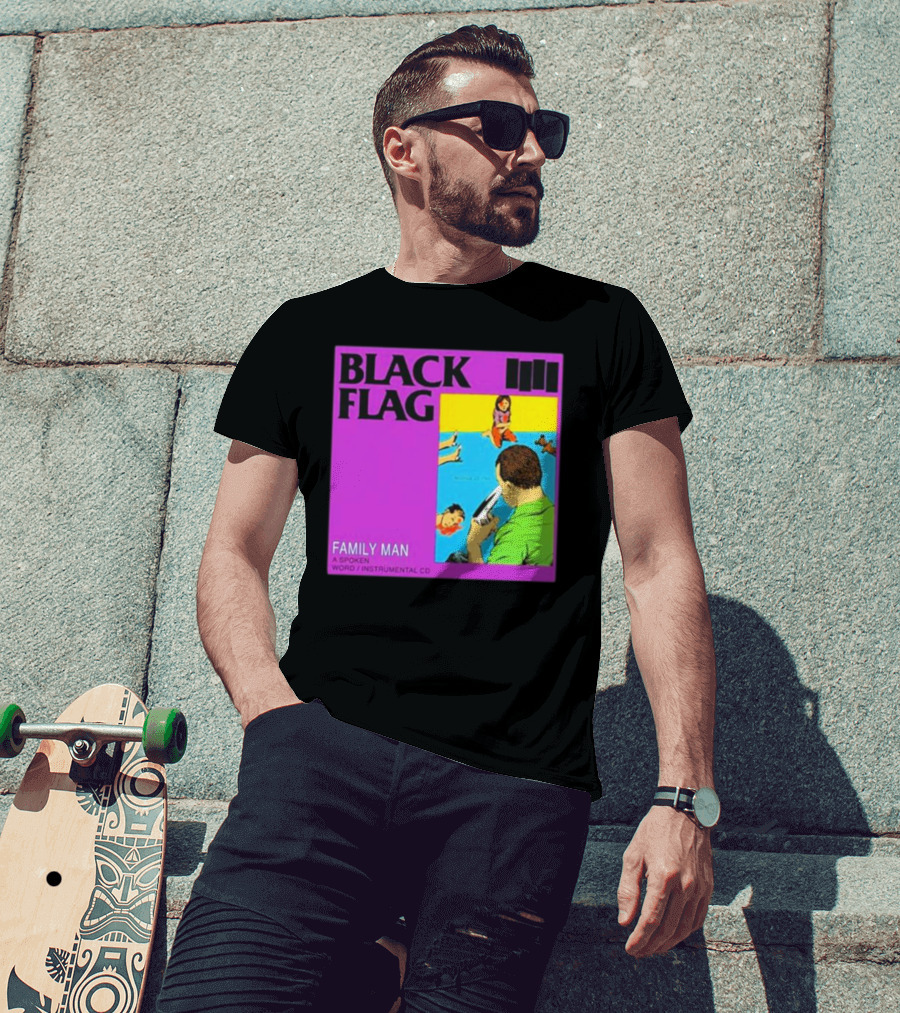 Black Flag Family Man Spoken Word Instrumental CD Album T-Shirt