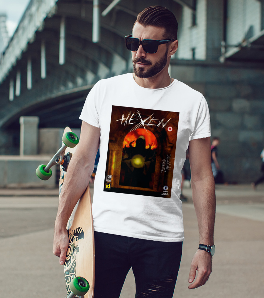 Hexen Beyond Heretic Video Game Cover Phil Spencer Wearing T-Shirt