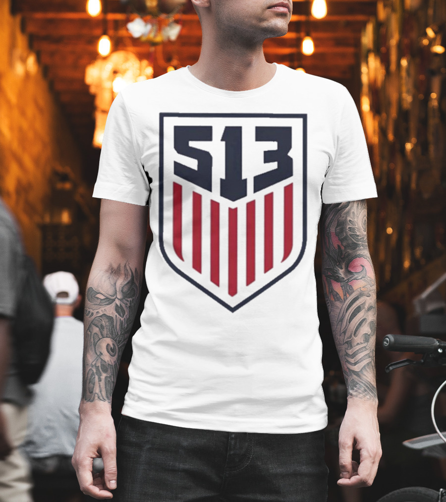 USMNT 513 National Team Emblem with Shield and Stripes T-Shirt