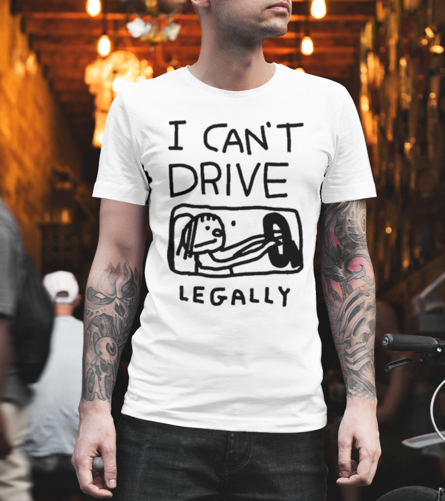 Zoe Bread I Can’t Drive Legally Cartoon Drawing Steering Wheel T-Shirt