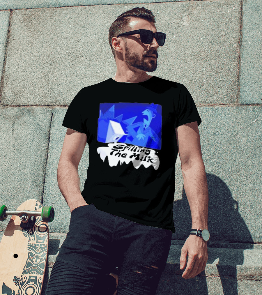 Spilling The Milk Blue Businessman Cartoon T-Shirt