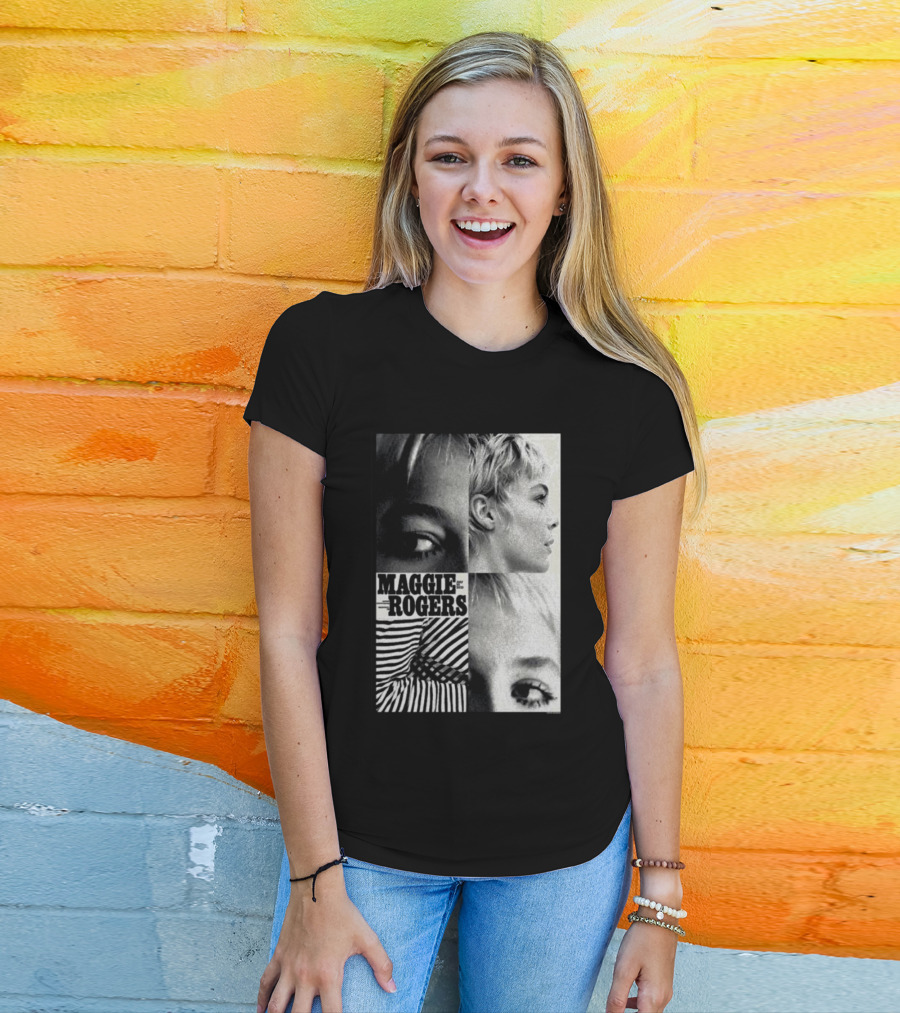 Maggie Rogers Vintage Black And White Portrait Collage Nashville T-Shirt