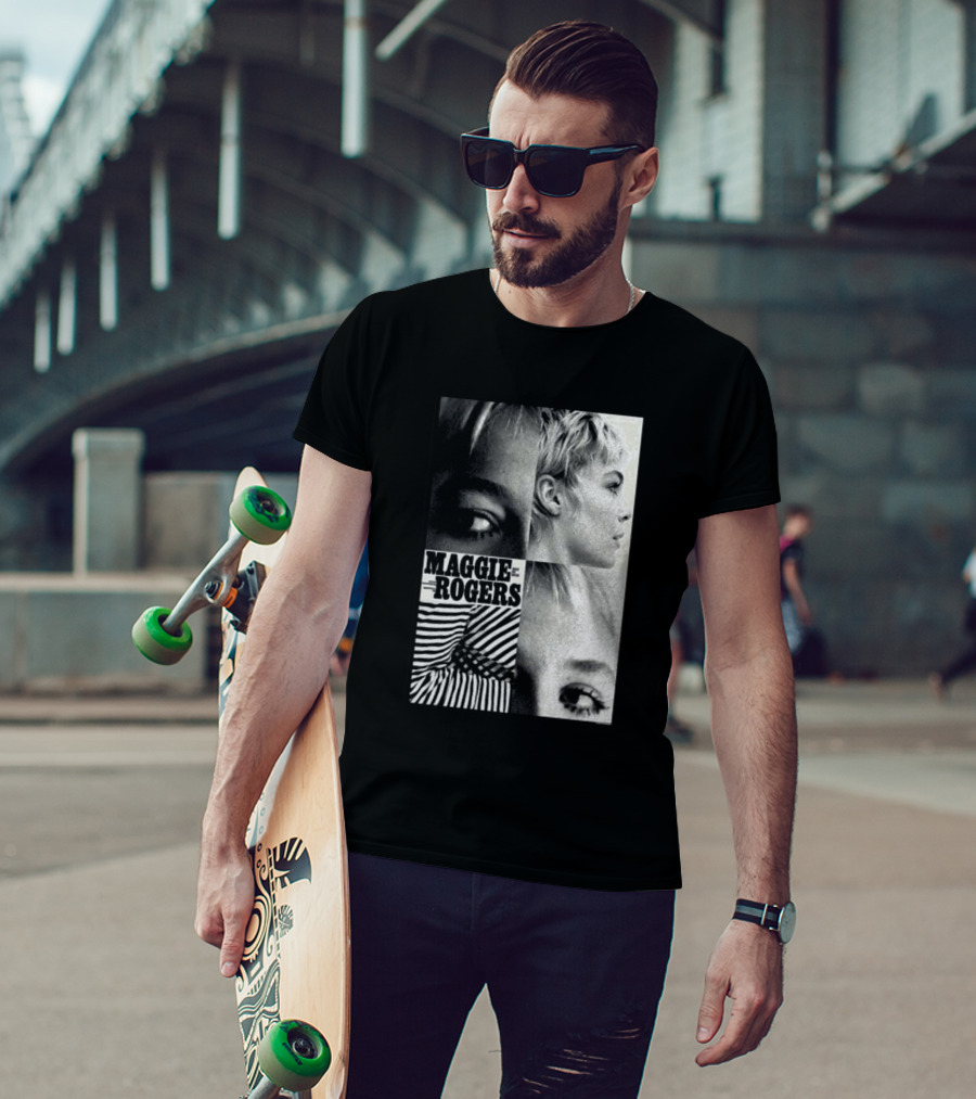 Maggie Rogers Vintage Black And White Portrait Collage Nashville T-Shirt