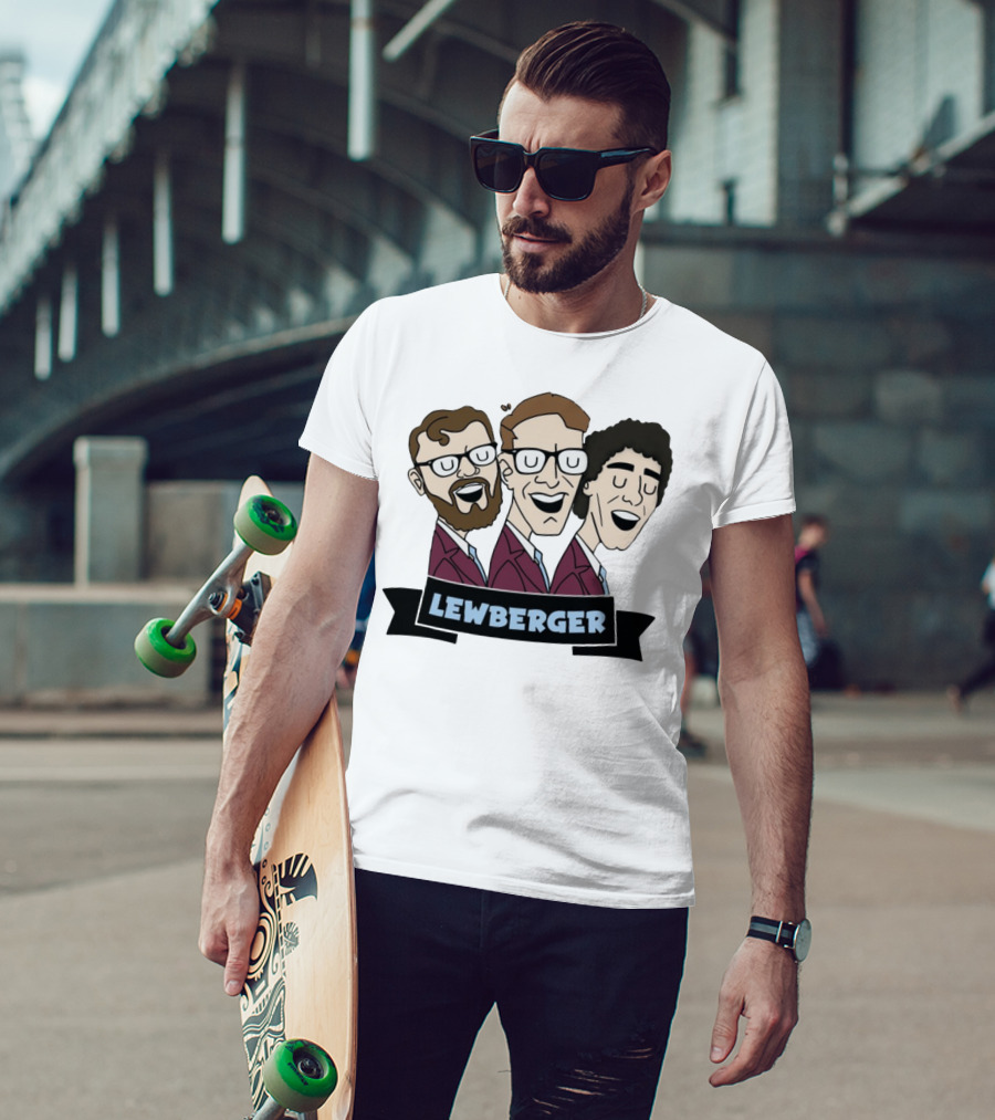 Lewberger Cartoon Trio Portrait With Glasses And Beards T-Shirt