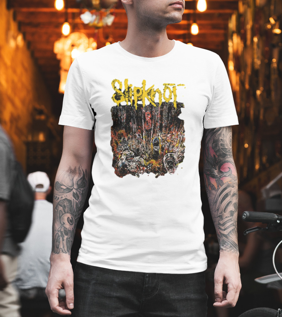 Slipknot Live At MSG Concert Art With Number 8 Grunge T-Shirt