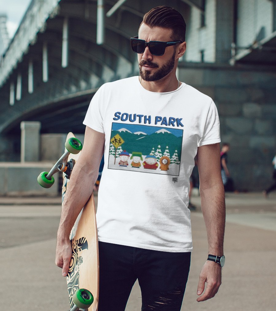 SOUTH PARK Characters In Winter Mountain Scene T-Shirt