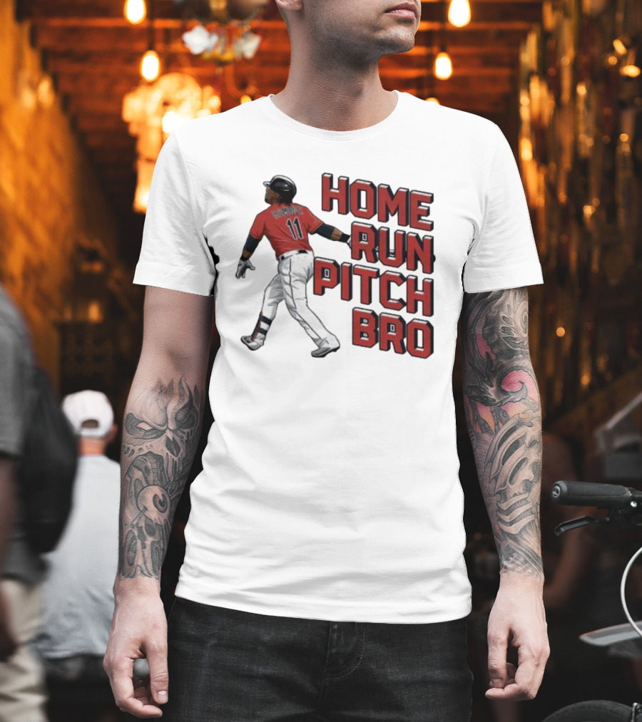Home Run Pitch Bro Baseball Swing Vintage Red and Black T-Shirt