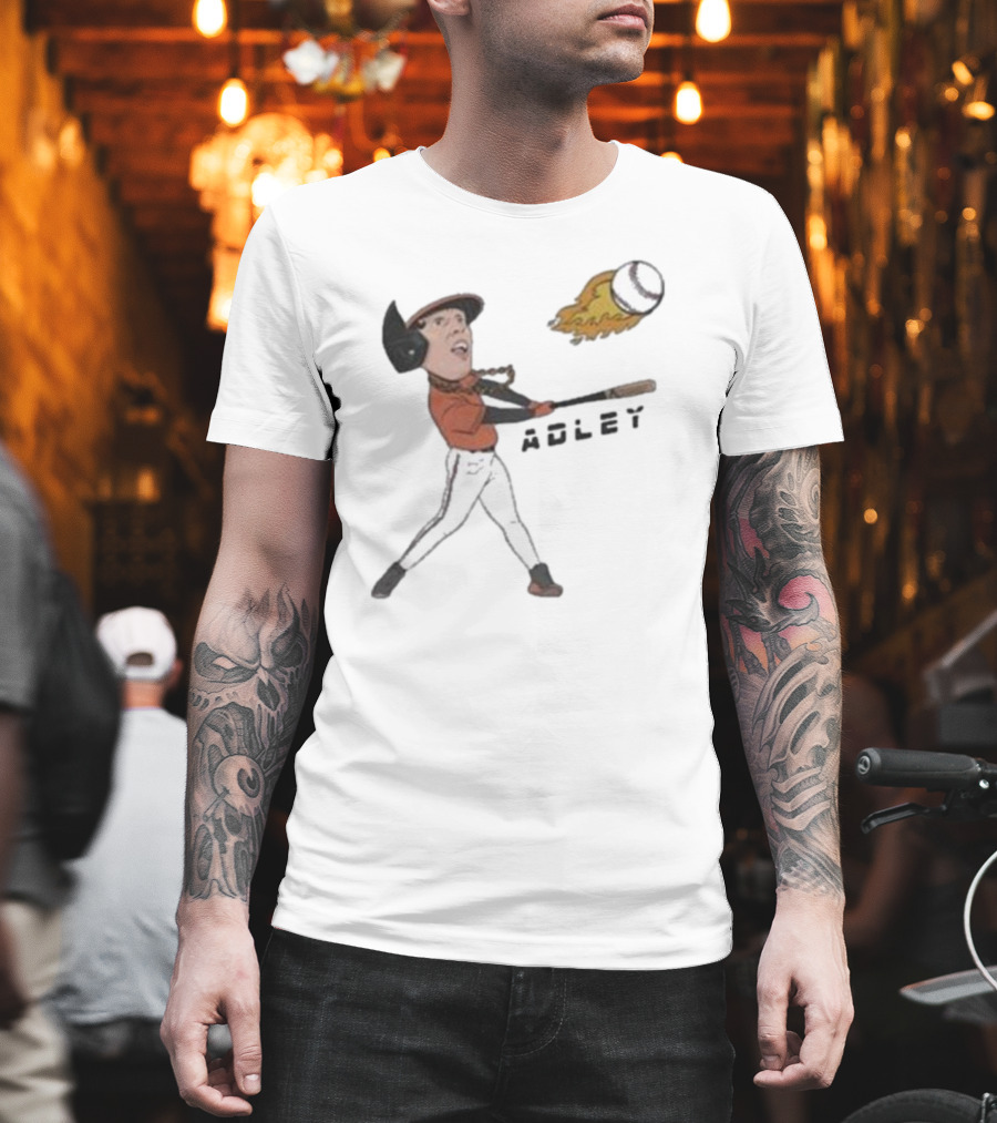 Adley Rutschman Baseball Fire Swing Action T-Shirt
