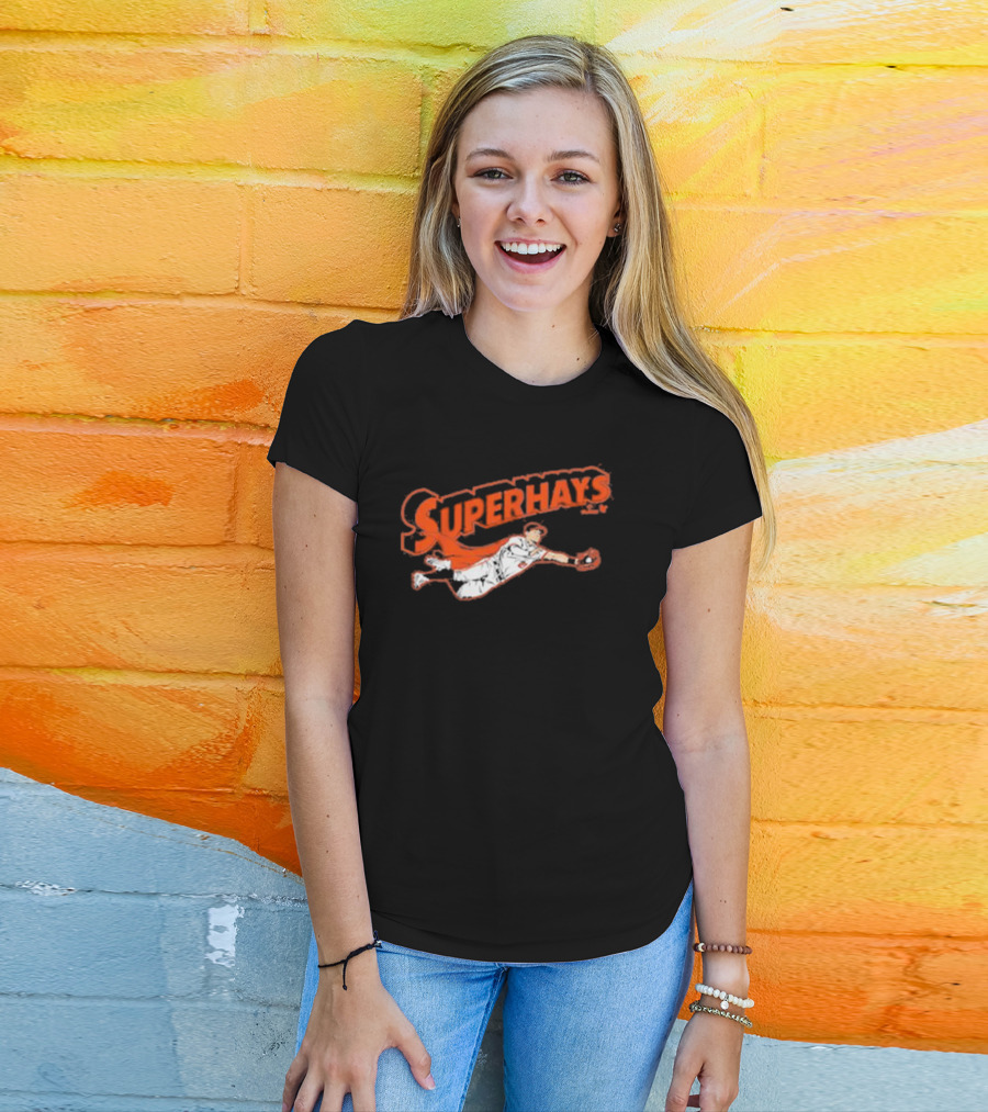 Superhays Austin Hays Baseball Flying Action T-Shirt