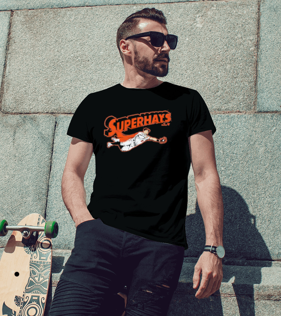 Superhays Austin Hays Baseball Flying Action T-Shirt