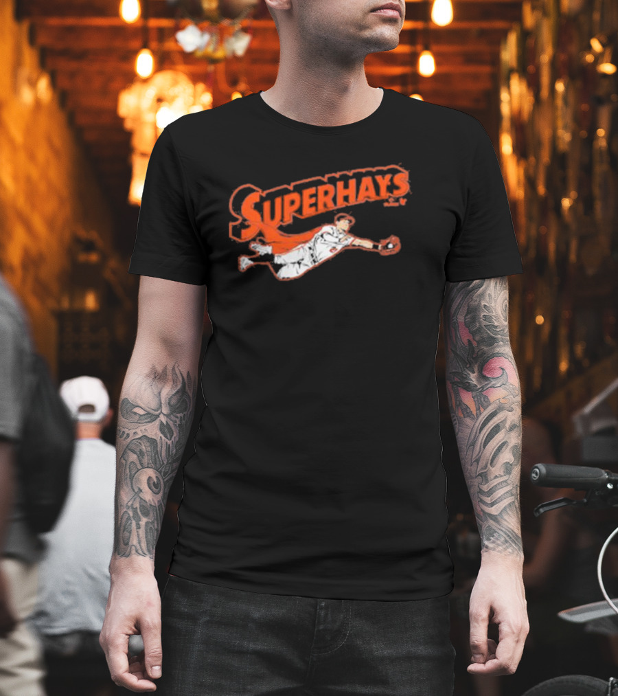 Superhays Austin Hays Baseball Flying Action T-Shirt