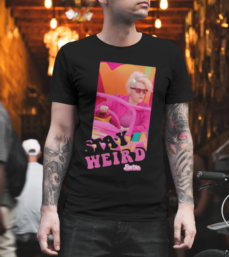 Barbie Movie Stay Weird Pink Jacket Sunglasses T-Shirt