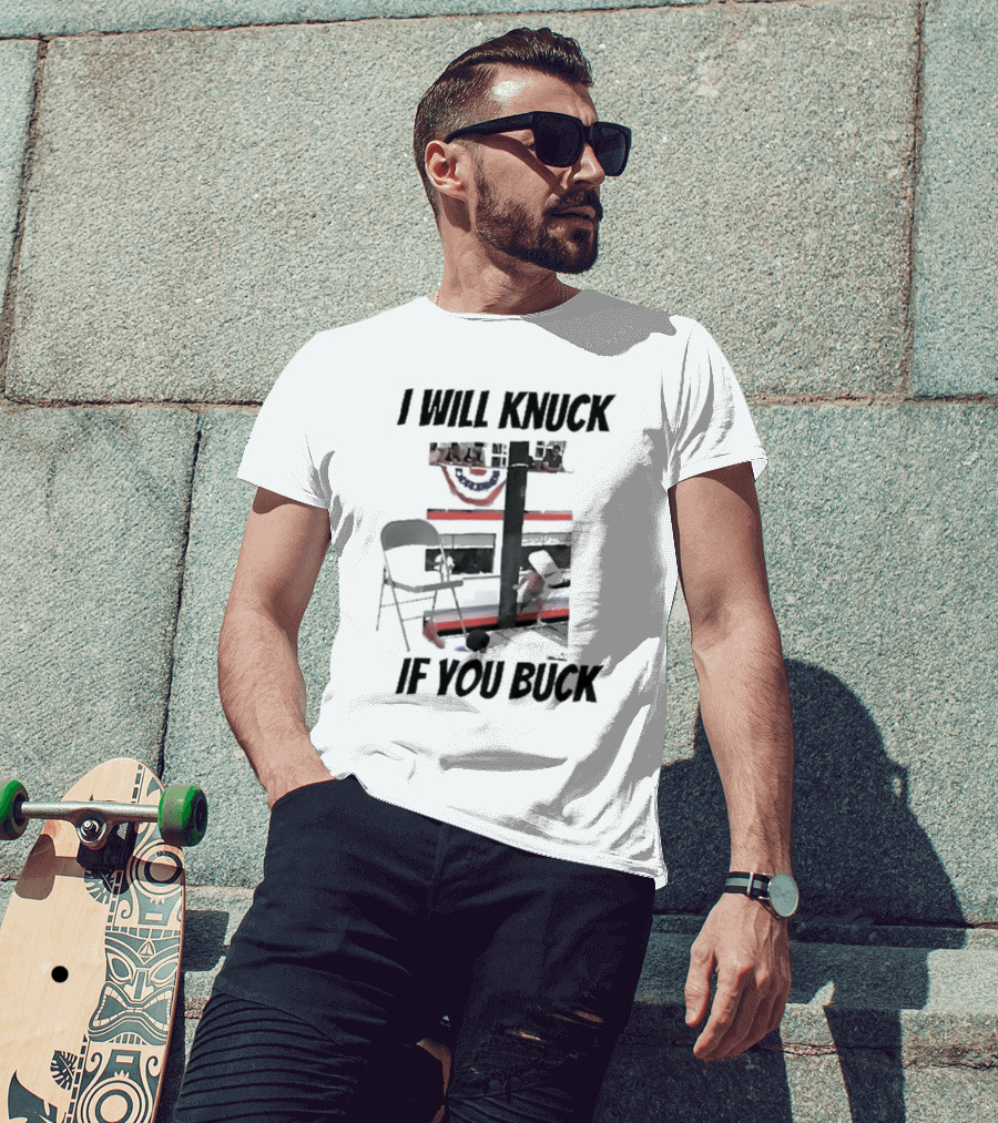 I Will Knuck If You Buck Montgomery River Boat Chair Scene T-Shirt