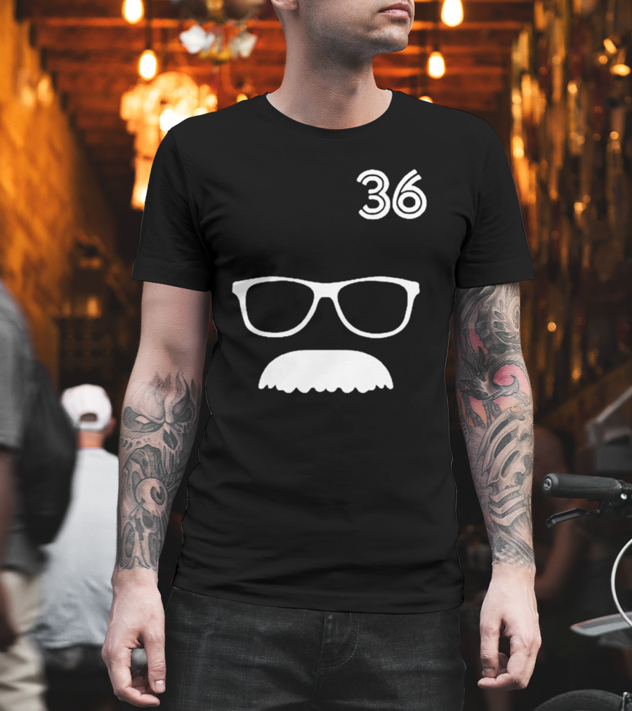 Trending Jays Fans Wearing 36 Davis Schneider Glasses and Moustache T-Shirt