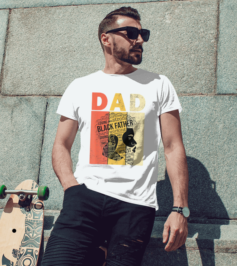 Vintage Black Father Supportive Strong Loving Honest Caring African American Dad T-Shirt