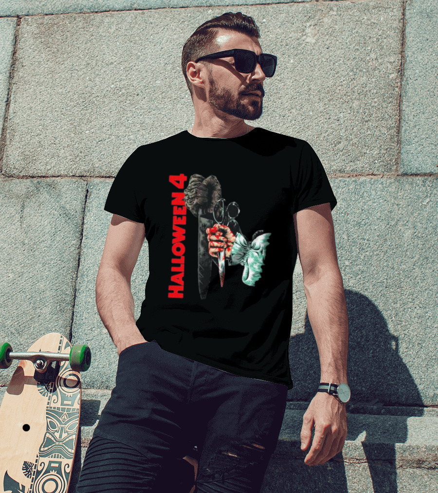 Halloween 4 Shadow Of The Shape Mask Knife Hand T-Shirt