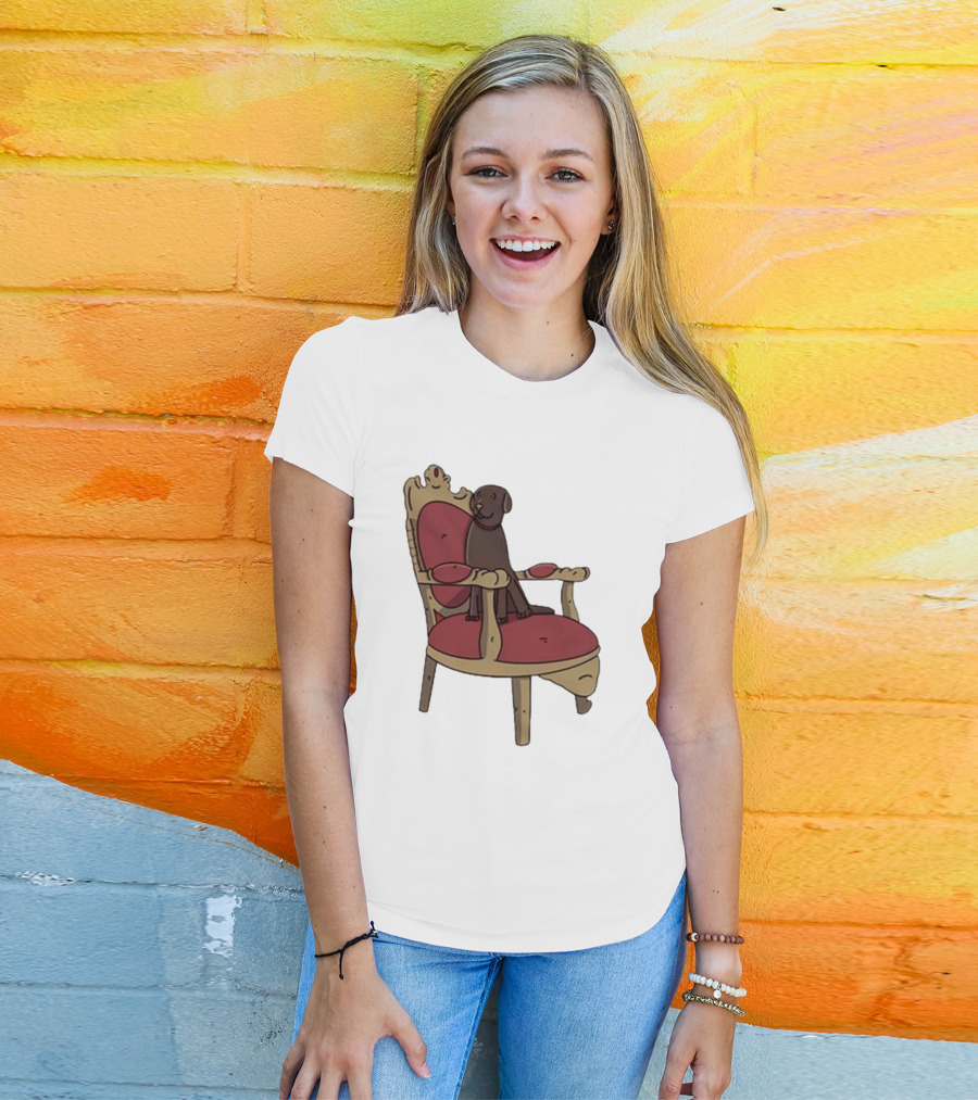 Poorly Drawn Arsenal Dog On Ornate Chair T-Shirt