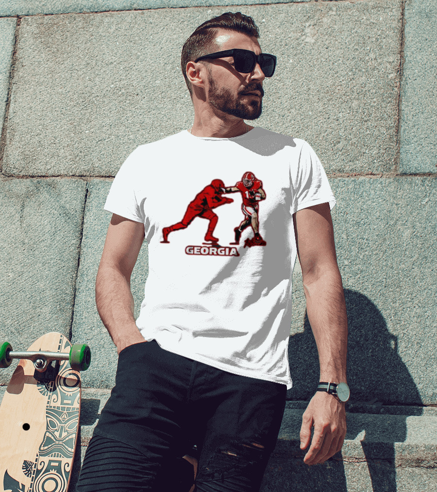 Georgia Football Superstar Brock Bowers Action Pose T-Shirt