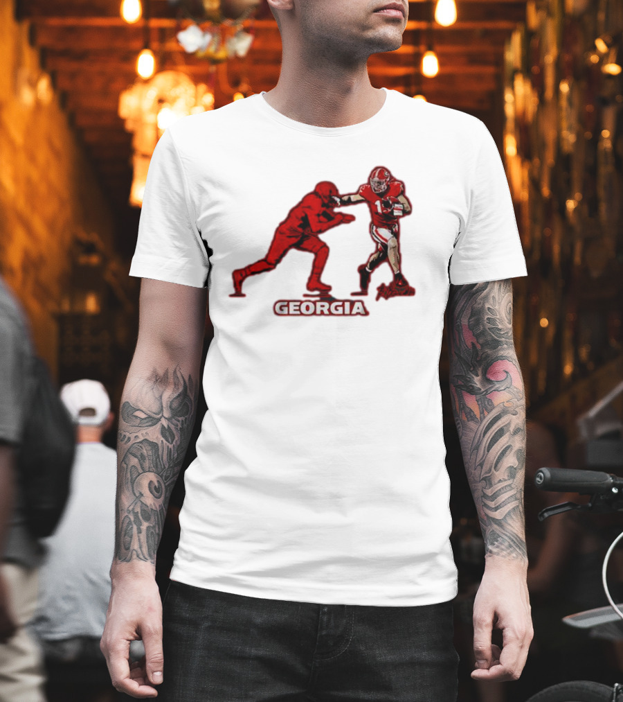 Georgia Football Superstar Brock Bowers Action Pose T-Shirt