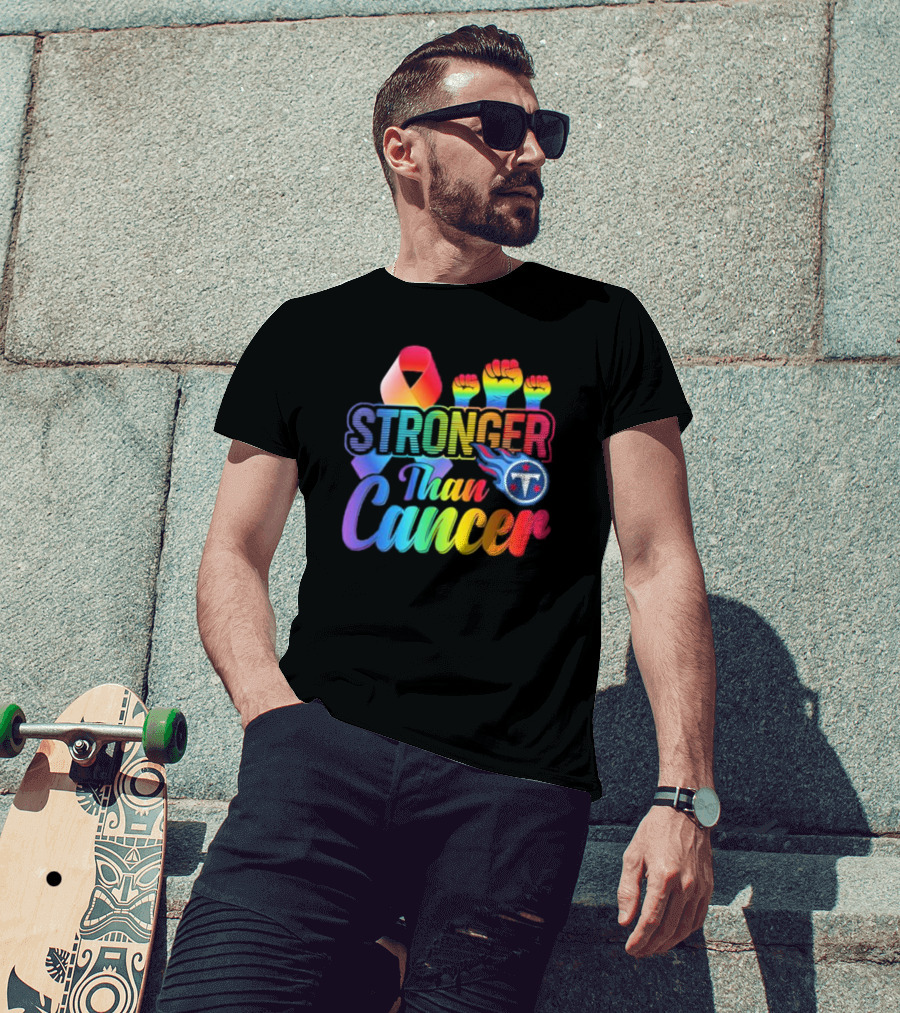 Tennessee Titans Rainbow Stronger Than Cancer NFL Awareness T-Shirt