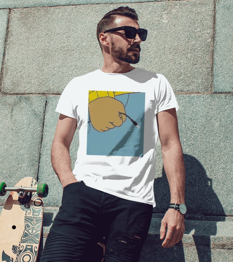 Arnold Pass The Aux Hand Holding Audio Cable Meme T-Shirt