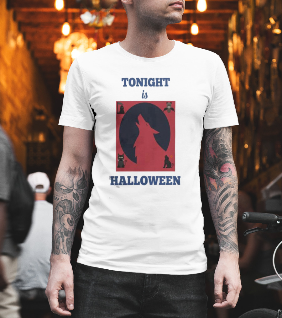 Tonight Is Halloween Dark Wolf Cats Bats Moon T-Shirt
