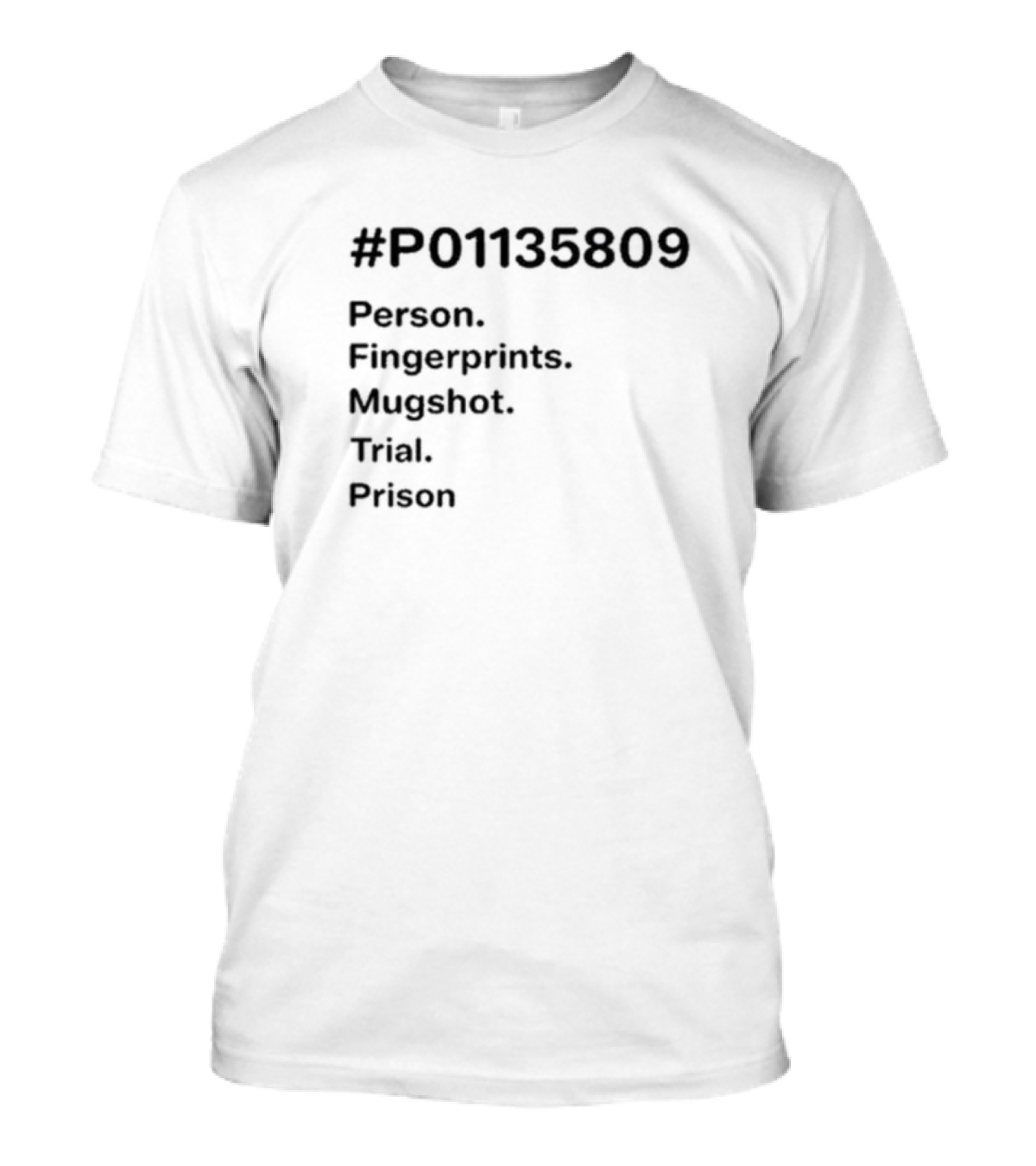 P01135809 Person Fingerprints Mugshot Trial Prison T-Shirt