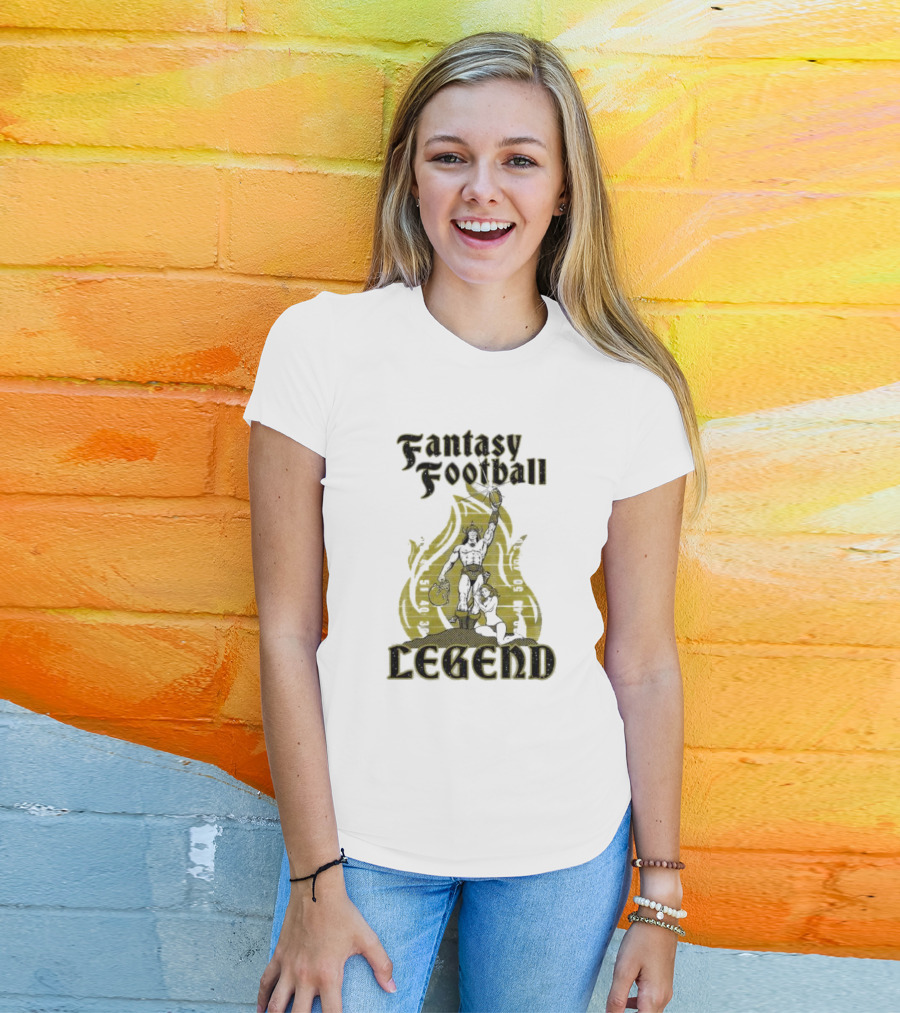 Fantasy Football Legend Viking Flame Background T-Shirt