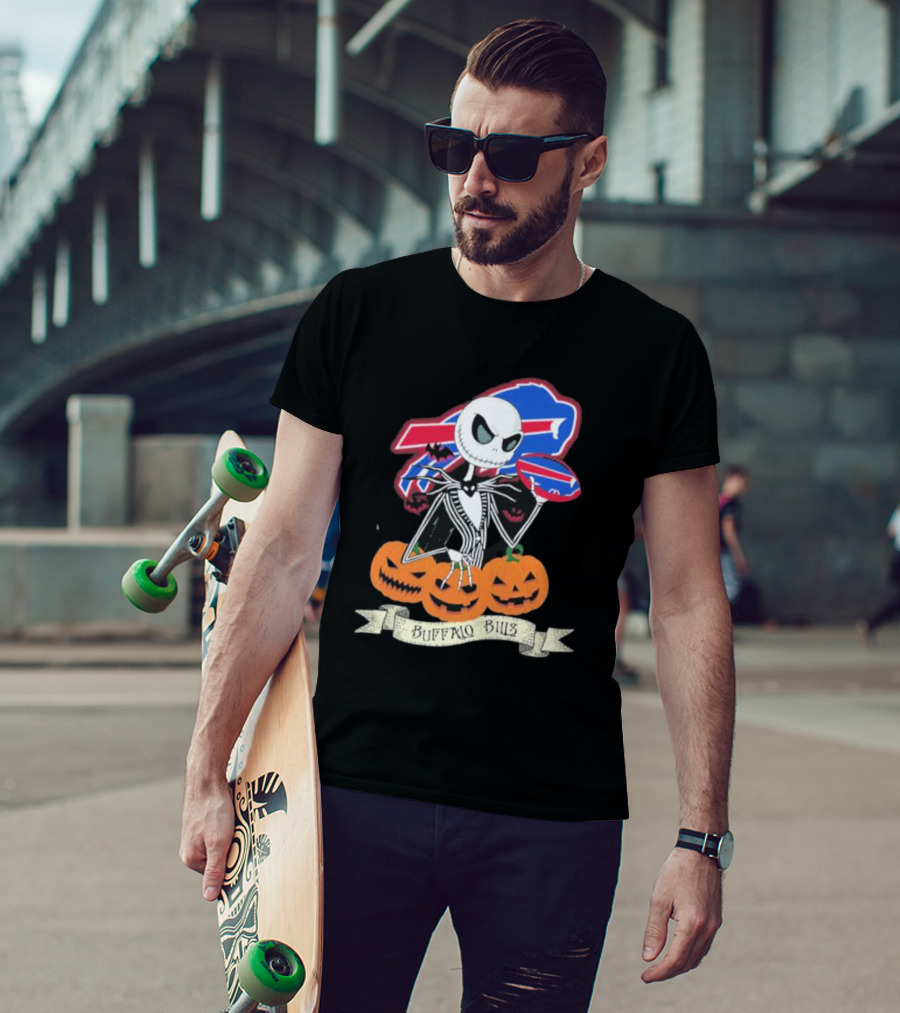 Buffalo Bills Jack Skellington NFL Football Halloween Pumpkins T-Shirt