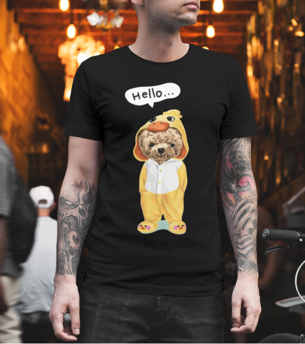 Bear Hello Duck Costume Curious Expression T-Shirt Bear Hello Duck Costume Curious Expression T-Shirt