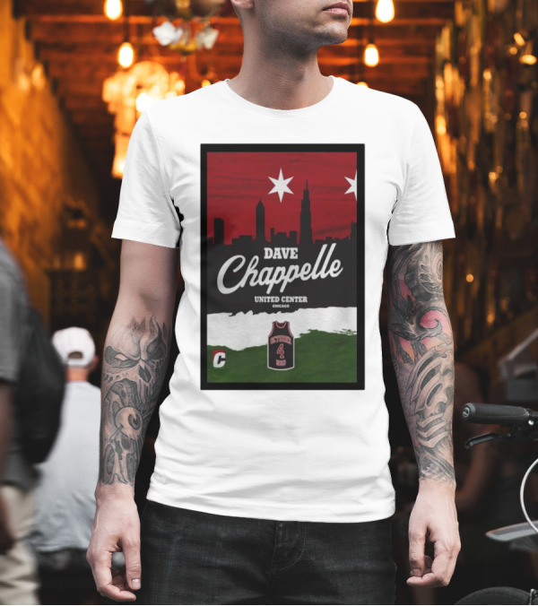 Dave Chappelle United Center Chicago October 4 Basketball Skyline T-Shirt Dave Chappelle United Center Chicago October 4 Basketball Skyline T-Shirt