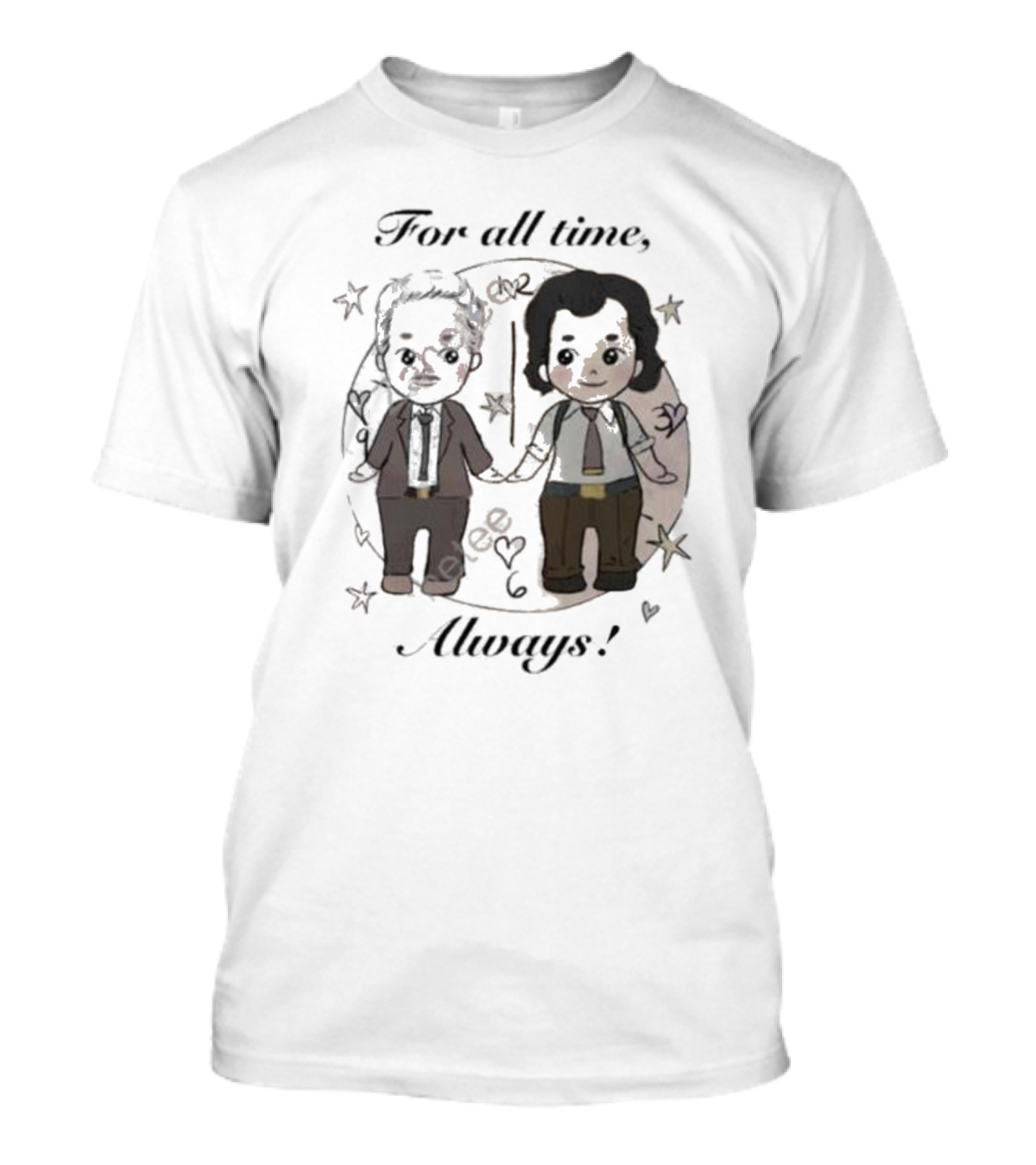 For All Time Always Adorable Cartoon Characters With Stars And Hearts T-Shirt