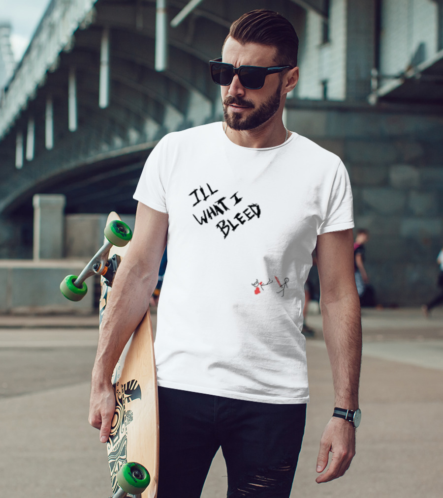 ILL What I Bleed Stick Figure Duel With Red Sword And Demon T-Shirt