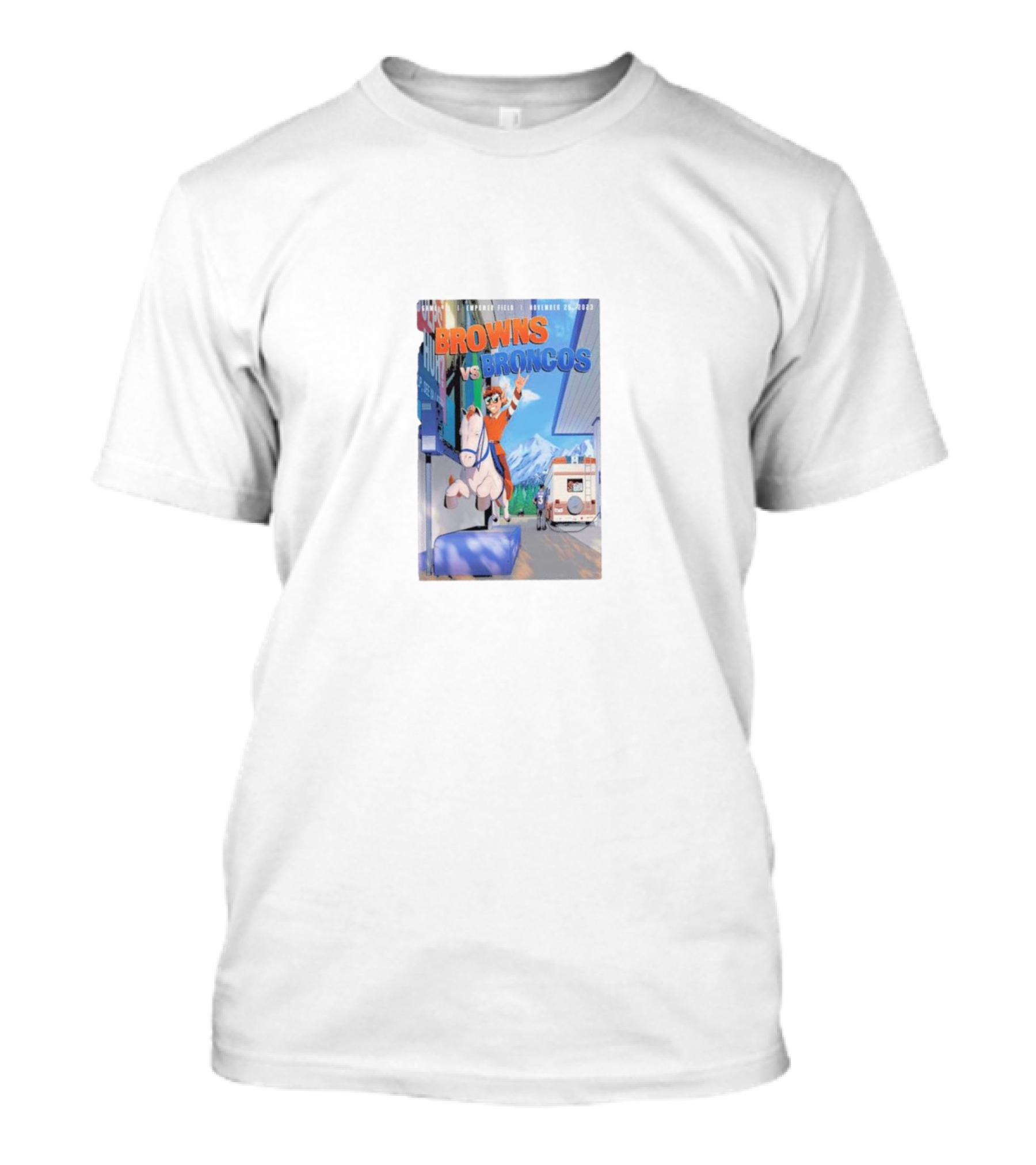 Browns Vs Broncos November 26th Game Comic Style Showdown T-Shirt