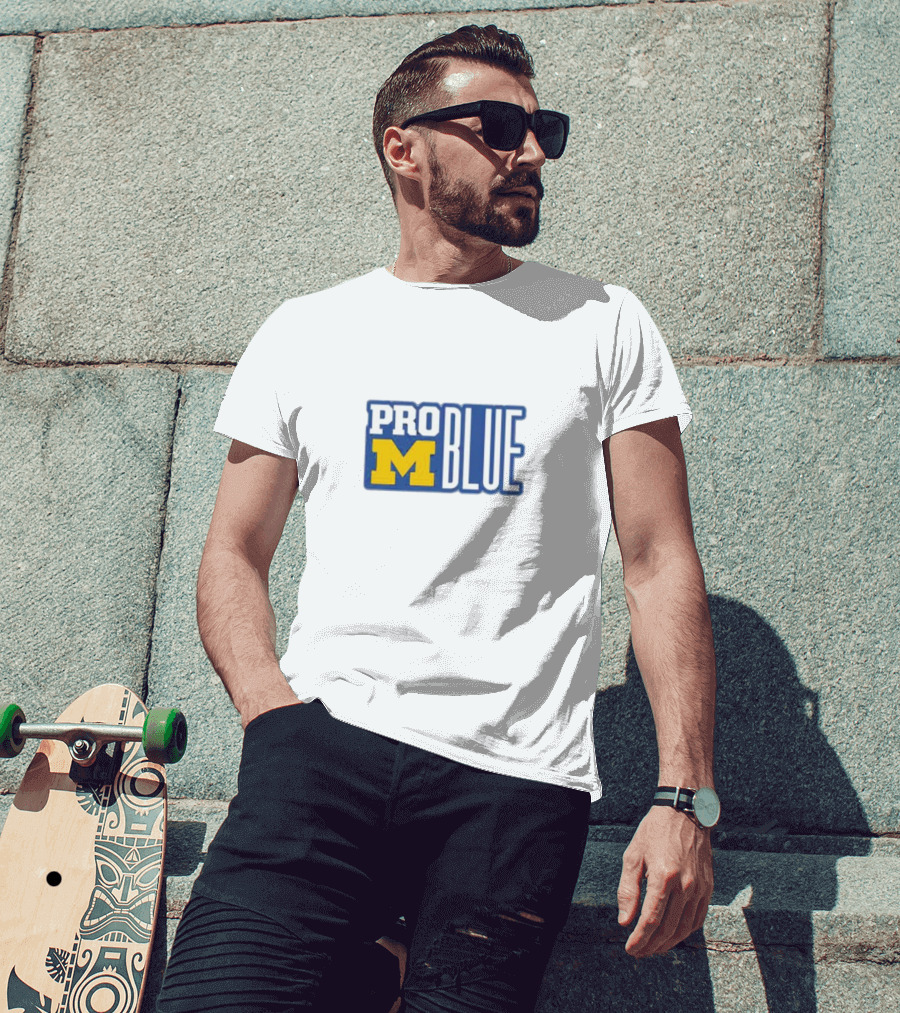 Pro Blue Michigan Wolverines Coach Jim Harbaugh T-Shirt