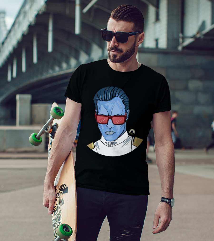 Starwarstheory Admiral Attitude Blue Character With Red Sunglasses T-Shirt