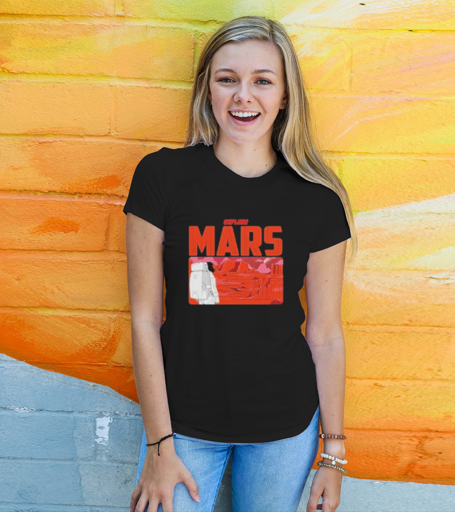 Explore Mars Astronaut Adventure Red Landscape T-Shirt