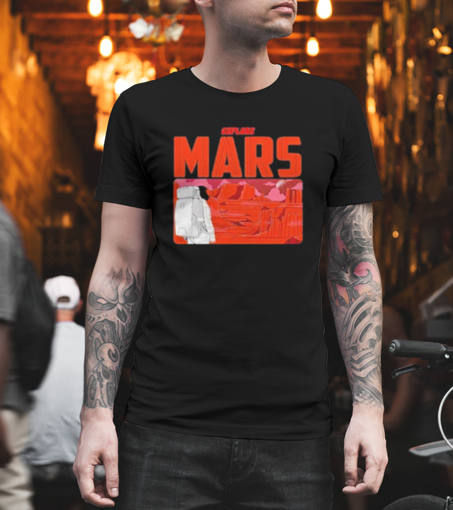 Explore Mars Astronaut Adventure Red Landscape T-Shirt